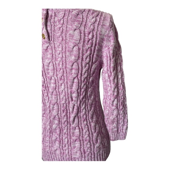 Lands End Women’s Knit Pink Tweed Sweater-top Size S 3/4 SLEEVE - Picture 3 of 8